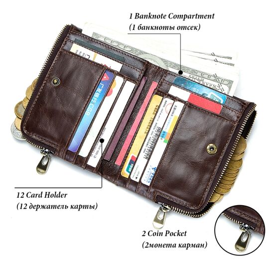 Чоловічий гаманець KAVIS, коричневий П1010