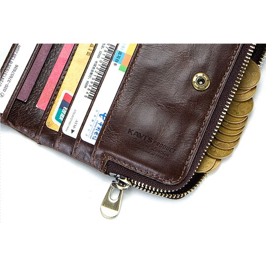 Чоловічий гаманець KAVIS, коричневий П1010
