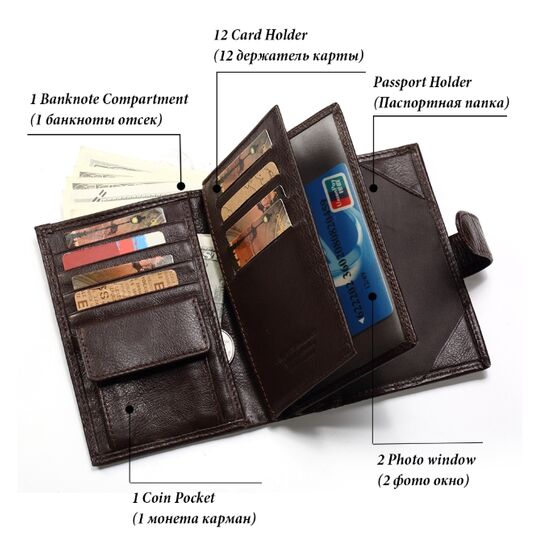 Мужской кошелек KAVIS, коричневый П1013 Мужской кошелек KAVIS, коричневый П1013