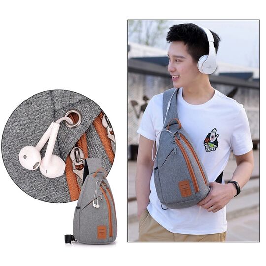 Чоловіча сумка слінг DINGXINYIZU сіра П1040