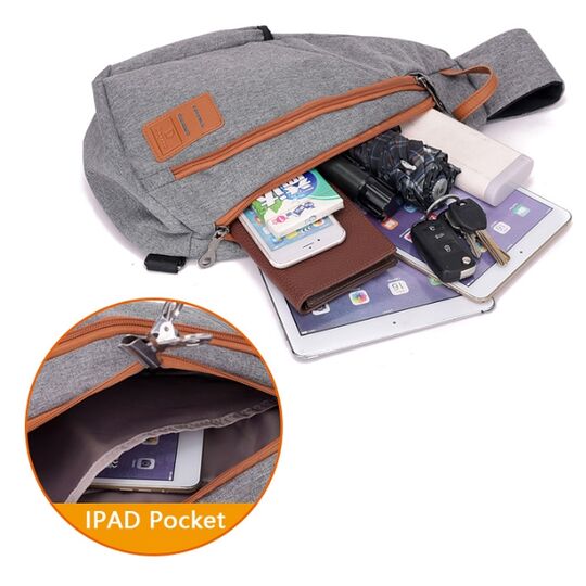 Чоловіча сумка слінг DINGXINYIZU сіра П1040