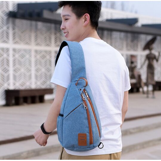 Мужская сумка слинг DINGXINYIZU синяя П1041 Мужская сумка слинг DINGXINYIZU синяя П1041