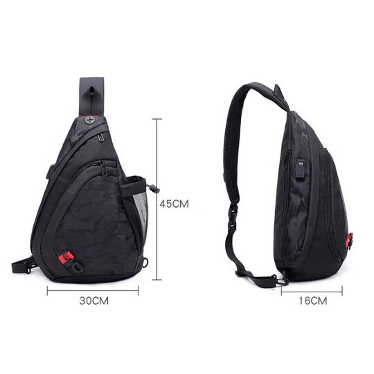 Мужская сумка слинг DINGXINYIZU серая П1042