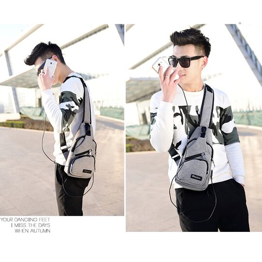 Мужская сумка слинг, черная П1053