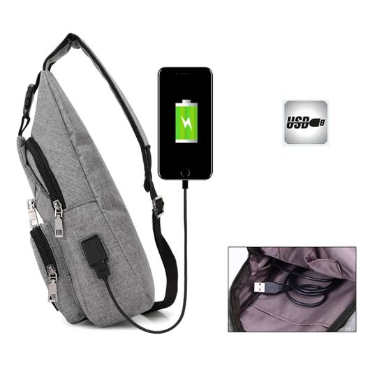 Мужская сумка слинг, черная П1053