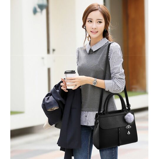 Женская сумка Saffiano, черная П1084