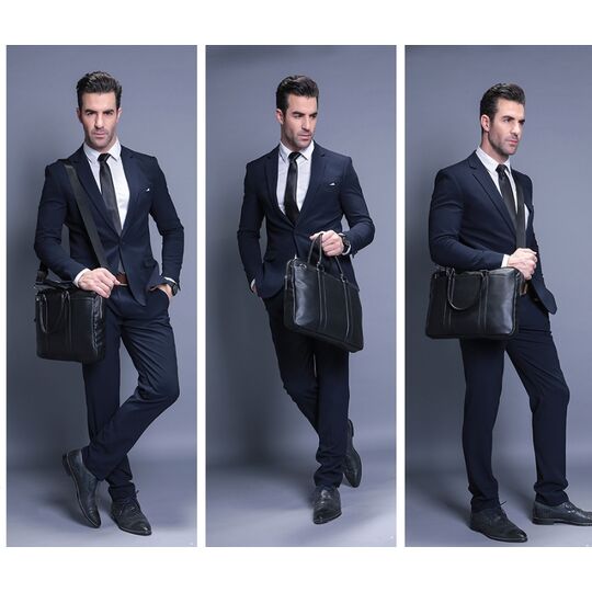 Мужская сумка портфель VORMOR для ноутбука, черная П1143