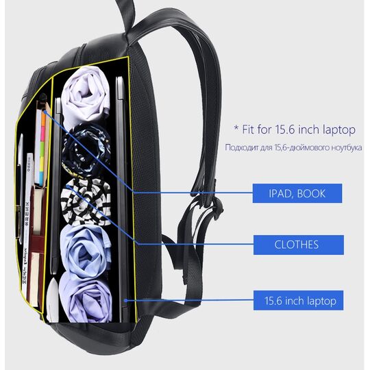 Чоловічий рюкзак VORMOR для ноутбука, чорний П1144 Чоловічий рюкзак VORMOR для ноутбука, чорний П1144