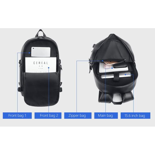 Чоловічий рюкзак VORMOR для ноутбука, чорний П1144 Чоловічий рюкзак VORMOR для ноутбука, чорний П1144