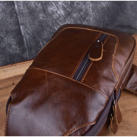 Чоловіча сумка слінг на плече AETOO, коричнева П1301