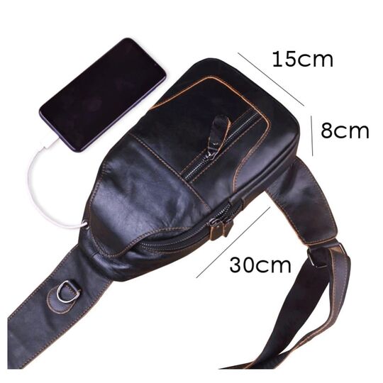 Чоловіча сумка слінг на плече AETOO, коричнева П1301