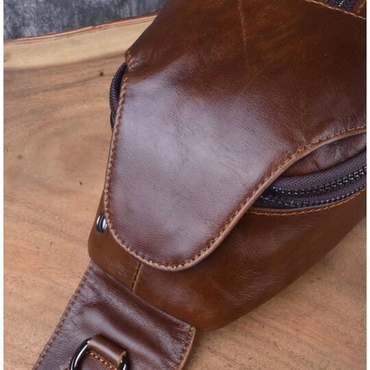 Чоловіча сумка слінг на плече AETOO, коричнева П1301