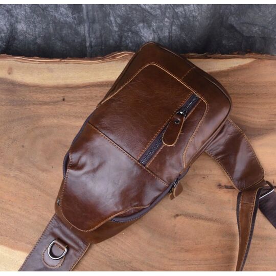 Чоловіча сумка слінг на плече AETOO, коричнева П1301