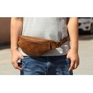 Чоловіча сумка поясна, бананка Misfits, коричнева П1302 Чоловіча сумка поясна, бананка Misfits, коричнева П1302