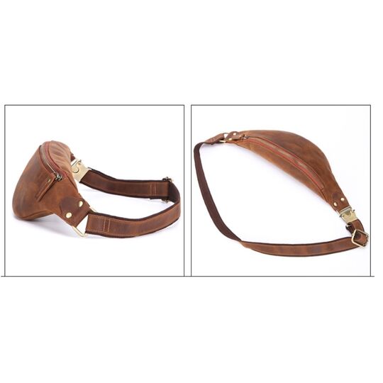 Чоловіча сумка поясна, бананка Misfits, коричнева П1302 Чоловіча сумка поясна, бананка Misfits, коричнева П1302