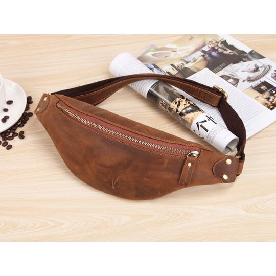 Чоловіча сумка поясна, бананка Misfits, коричнева П1302 Чоловіча сумка поясна, бананка Misfits, коричнева П1302