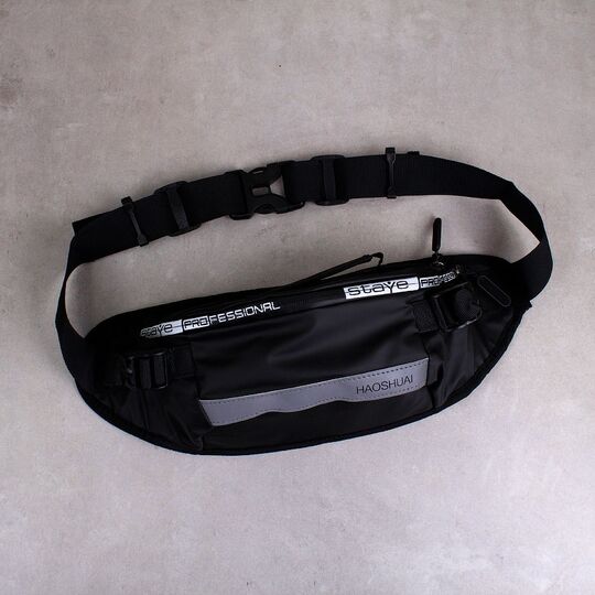 Мужская сумка поясная, бананка, черная П1352