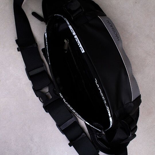 Мужская сумка поясная, бананка, черная П1352