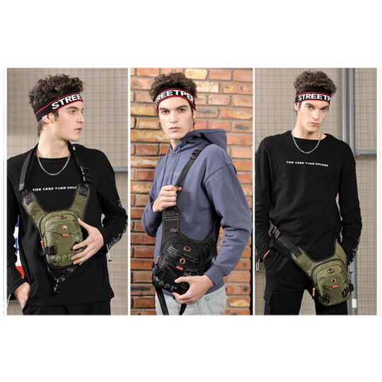 Мужская сумка поясная, бананка, на бедро, черная П1378