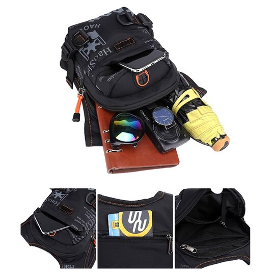 Мужская сумка поясная, бананка, на бедро, черная П1378