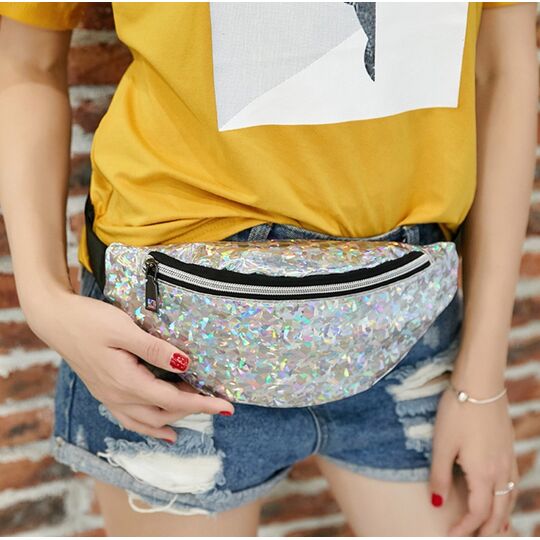 Жіноча поясна сумка, бананка SWDF, біла П1390