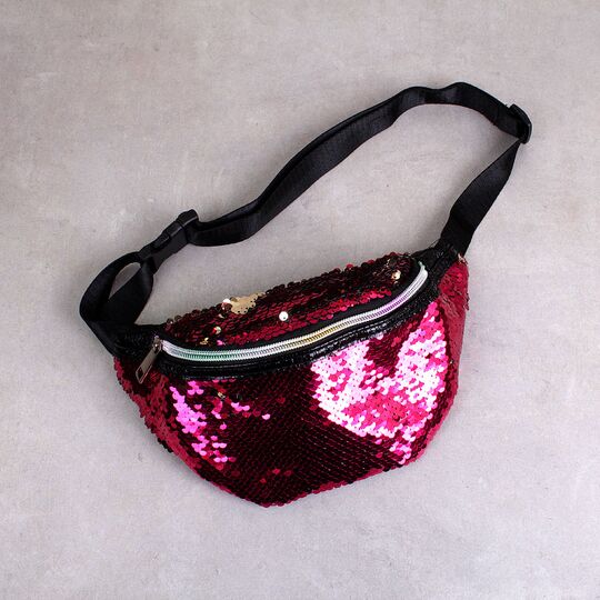 Жіноча поясна сумка, бананка, червона П1405