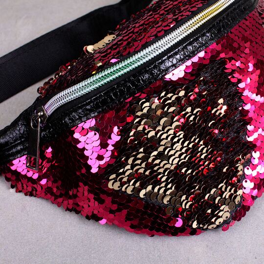 Жіноча поясна сумка, бананка, червона П1405