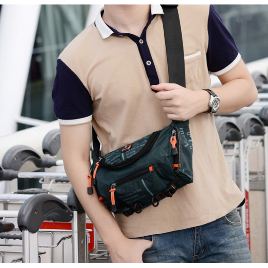 Сумка мужская на пояс, на плечо, зеленая П1429