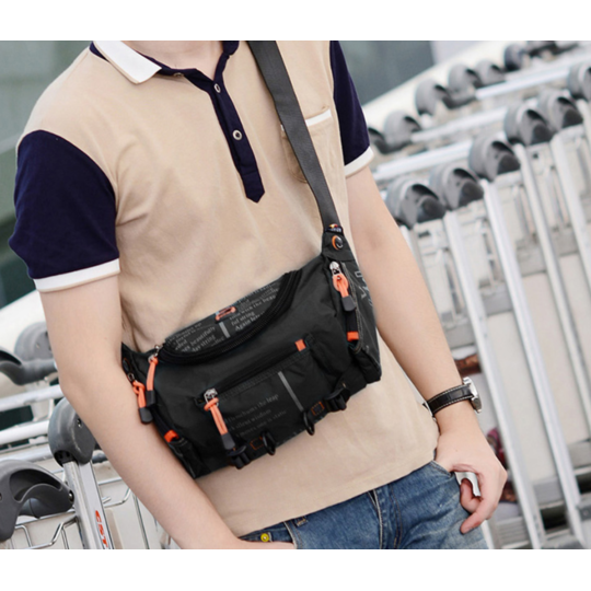 Сумка мужская на пояс, на плечо, черная П1431