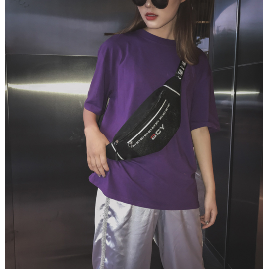 Женская поясная сумка, бананка, черная П1436