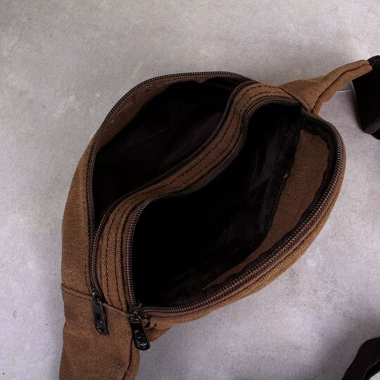 Сумка поясна, бананка, коричнева П1447