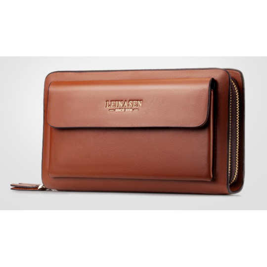 Мужская барсетка LEINASEN, коричневая П1451 Мужская барсетка LEINASEN, коричневая П1451