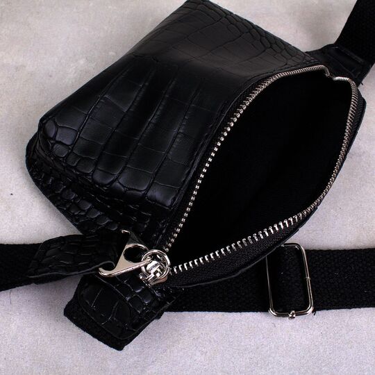 Женская поясная сумка, бананка, черная П1458