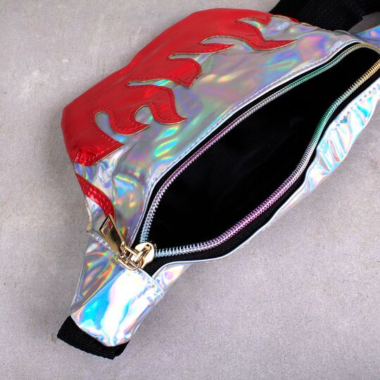 Сумка поясна, бананка, 'Полум'я' срібляста П1461