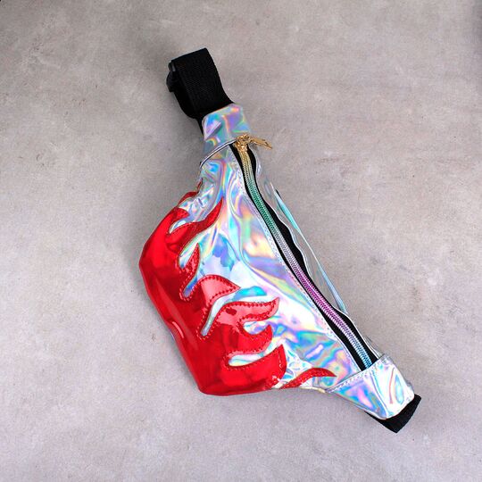 Сумка поясна, бананка, 'Полум'я' срібляста П1461