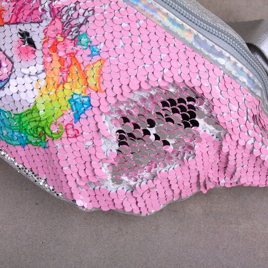 Детская сумка поясная, бананка, Единорог, розовая П1469