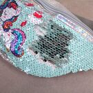 Детская сумка поясная, бананка, Единорог, голубая П1470