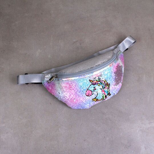 Детская сумка поясная, бананка, Единорог, розовая П1473