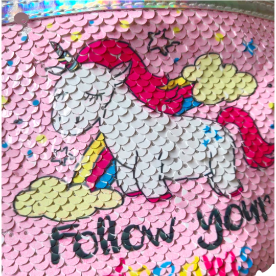 Детская сумка поясная, бананка, Единорог, голубая П1476