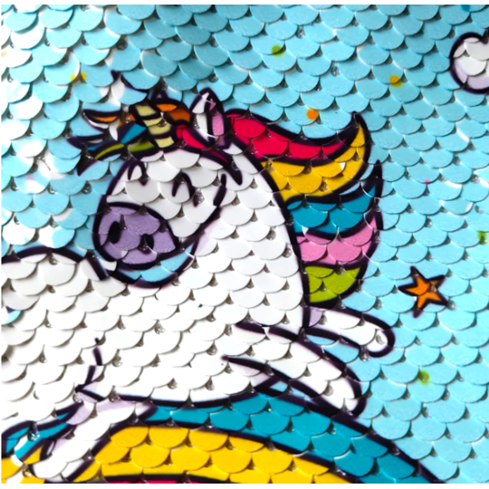 Детская сумка поясная, бананка, Единорог, голубая П1476