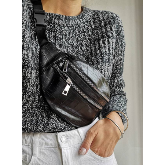 Женская сумка на пояс, бананка RAVIDINO, коричневая П1495