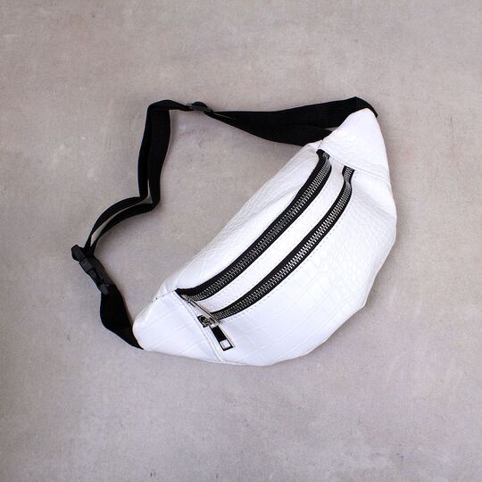 Жіноча сумка на пояс, бананка RAVIDINO, біла П1496