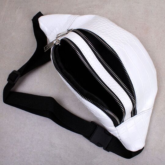 Жіноча сумка на пояс, бананка RAVIDINO, біла П1496