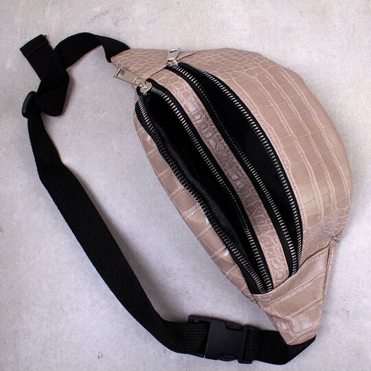 Жіноча сумка на пояс, бананка RAVIDINO, бежева П1497
