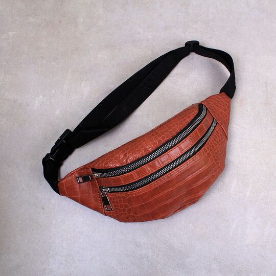 Жіноча сумка на пояс, бананка RAVIDINO, коричнева П1499