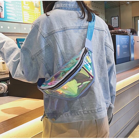 Женская сумка, банан, голубая П1603