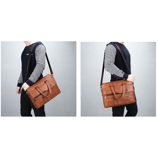 Чоловічий портфель, сумка JEEP BULUO, коричнева П1678