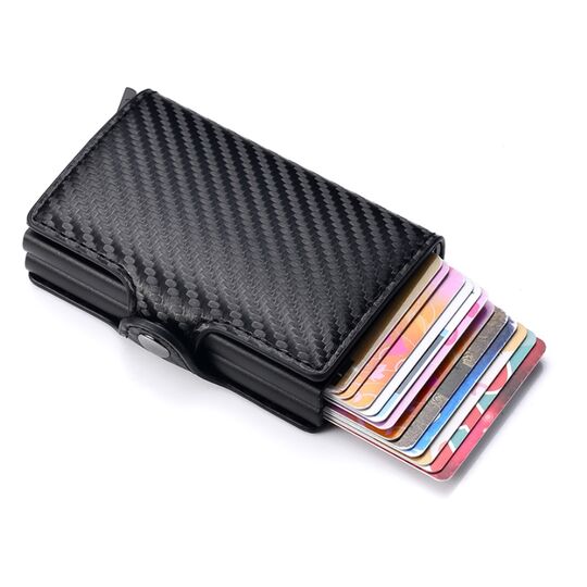 Визитница, черная карбон П1693