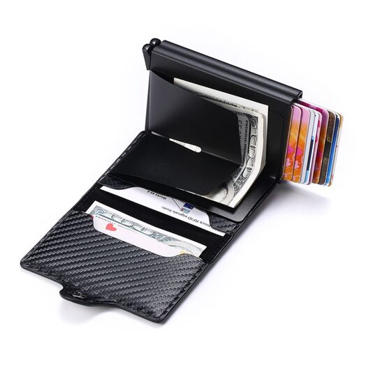 Визитница, черная карбон П1693