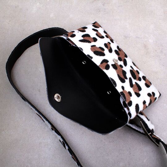 Сумка поясна жіноча, Леопард, біла П1709